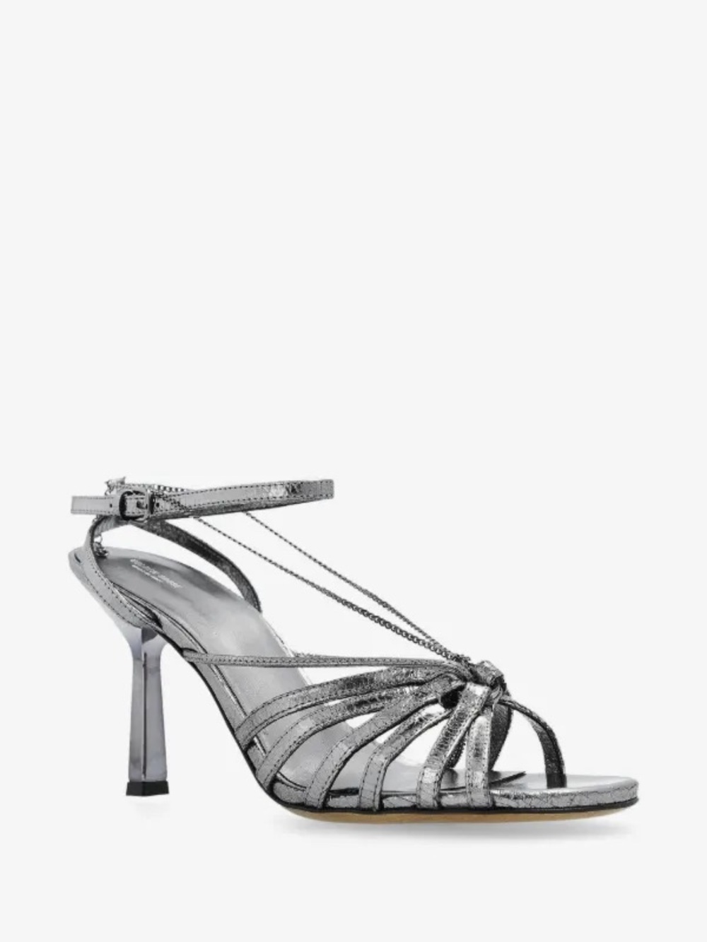 Golden Goose Nico Chained Sandals Silver Metallic Strappy Heeled